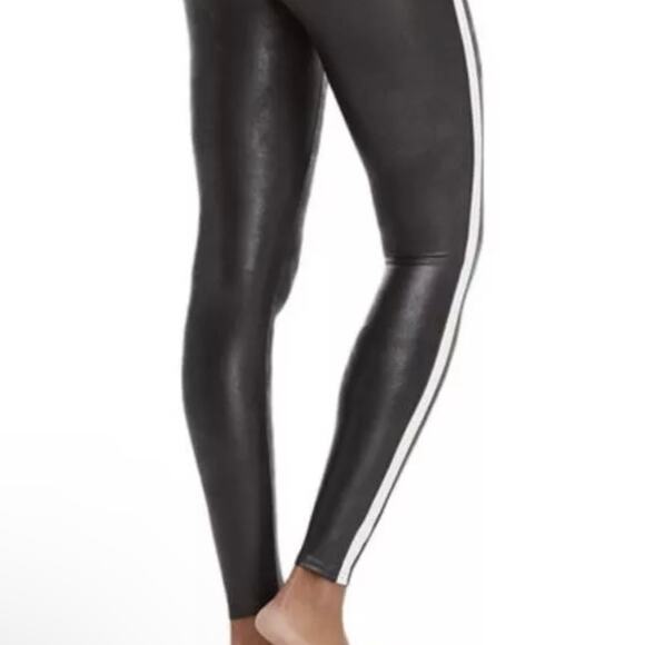 SPANX Faux Leather Leggings With Side Stripe In Very Black Women’s Size Small - Picture 5 of 14